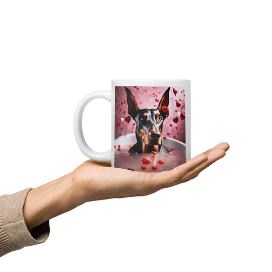 Doberman Pinscher Romantic- White glossy mug