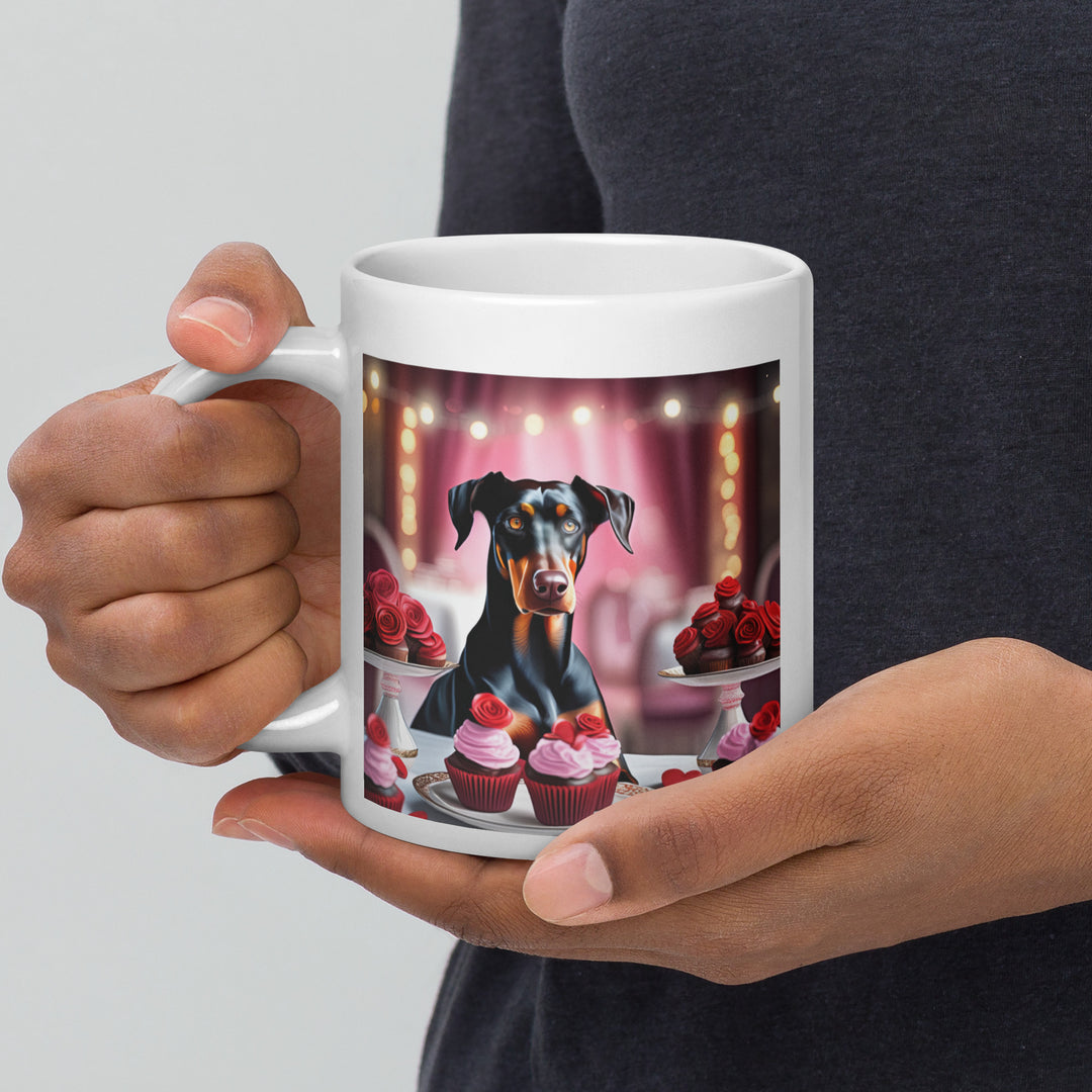 Doberman Pinscher Romantic- White glossy mug v2