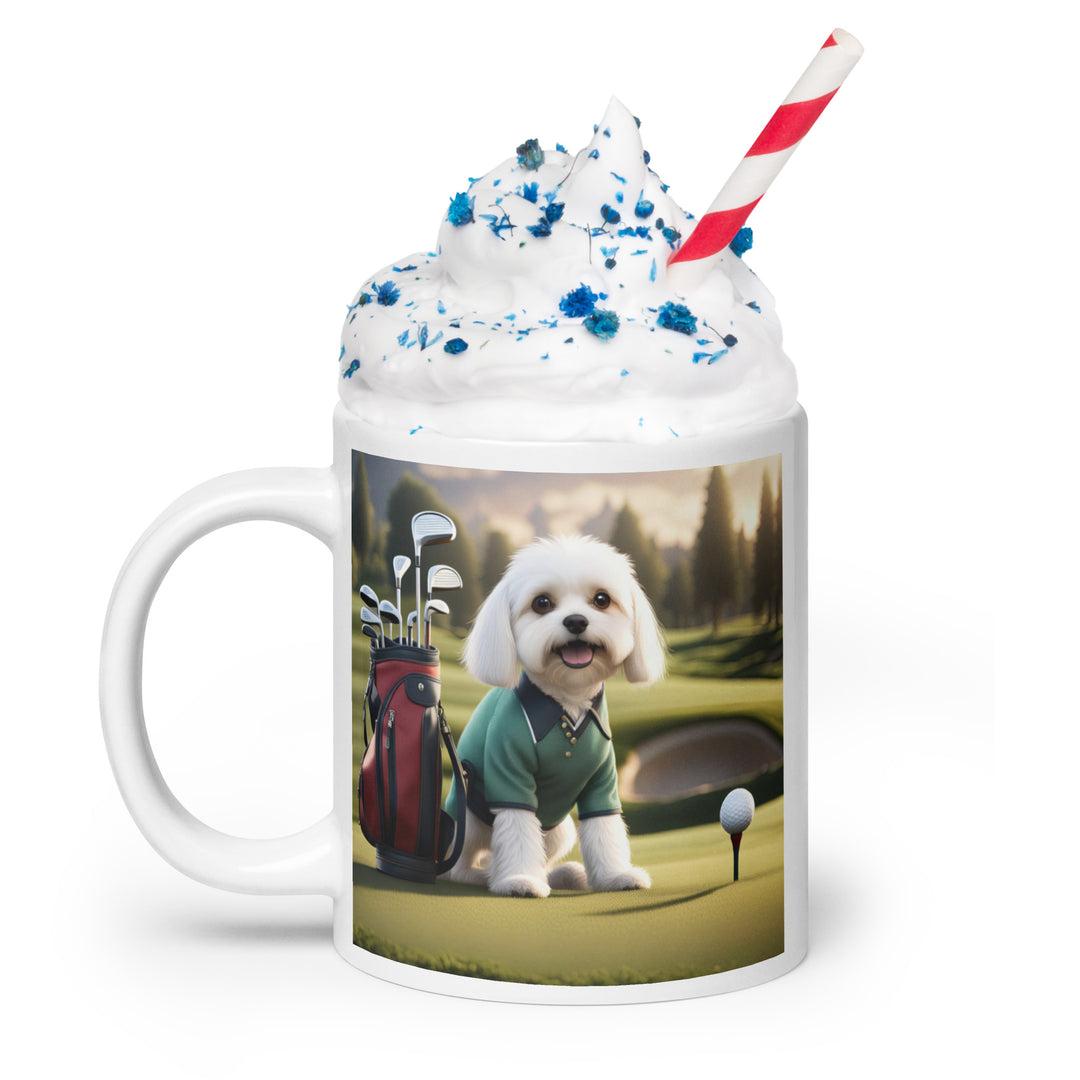 Cavachon Golfer- White glossy mug v2