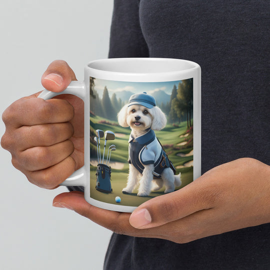 Cavachon Golfer- White glossy mug v4