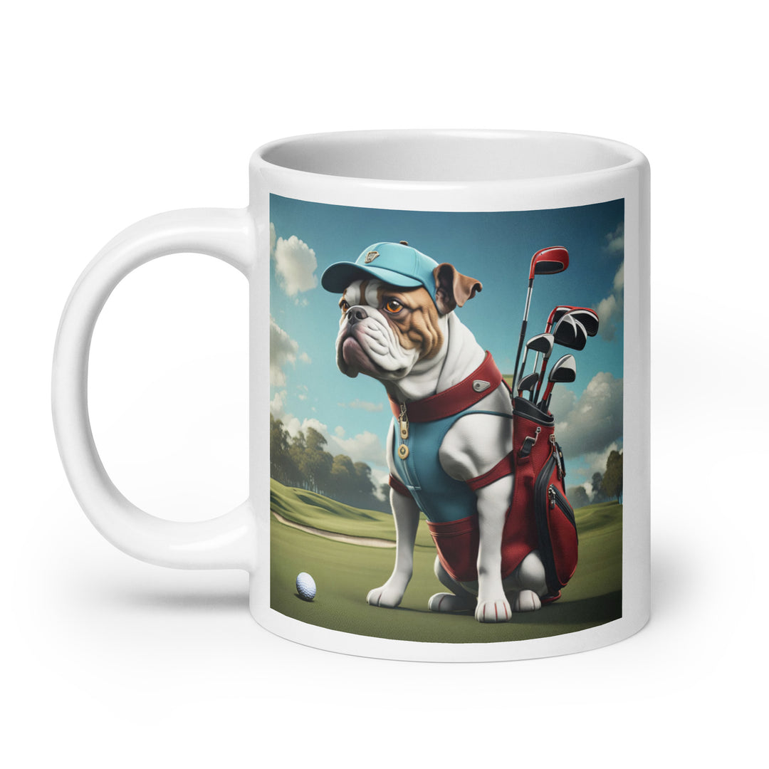 Catahoula Bulldog Golfer- White glossy mug