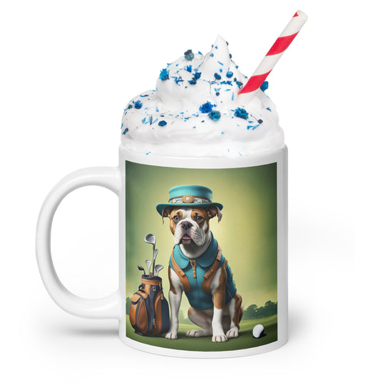 Catahoula Bulldog Golfer- White glossy mug v3