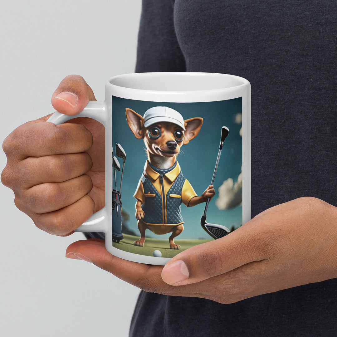 Chiweenie Golfer- White glossy mug v2