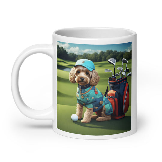 Cockapoo Golfer- White glossy mug v5