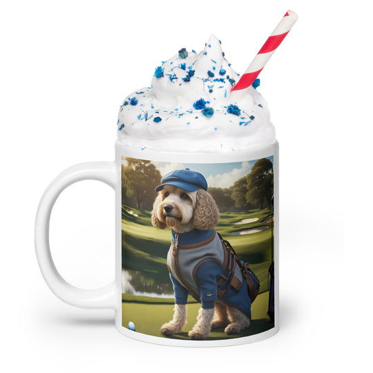 Cockapoo Golfer- White glossy mug v9