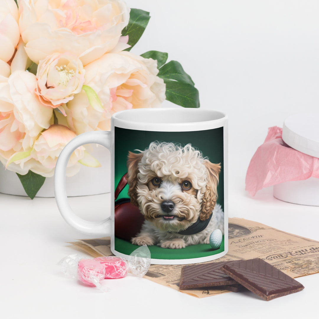 Maltipoo Golfer- White glossy mug v3