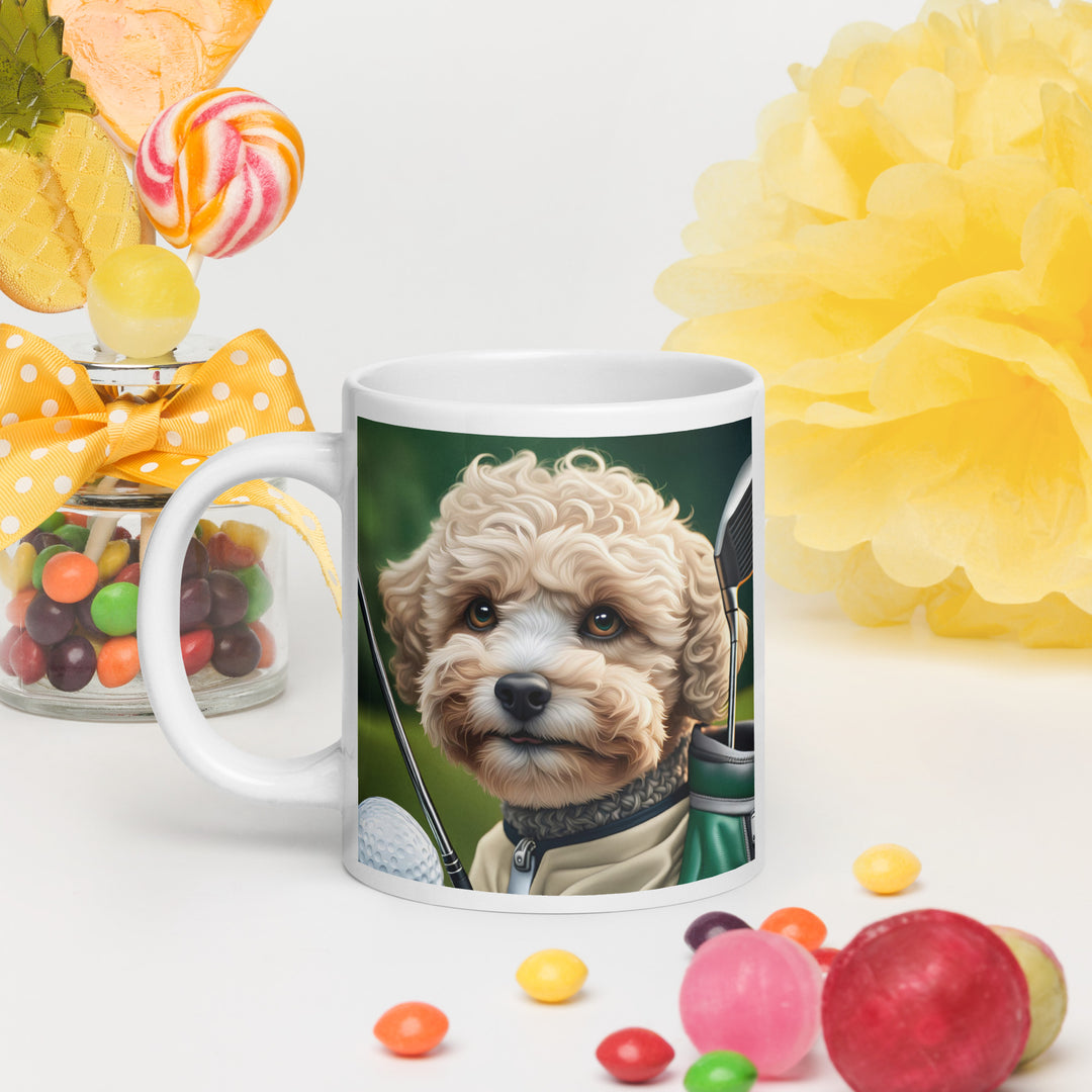 Maltipoo Golfer- White glossy mug v8