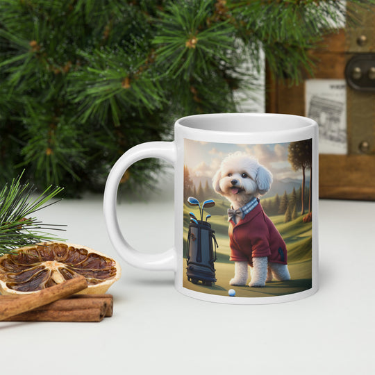 Maltipoo Golfer- White glossy mug v10