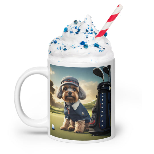 Pekapoo Golfer- White glossy mug v6