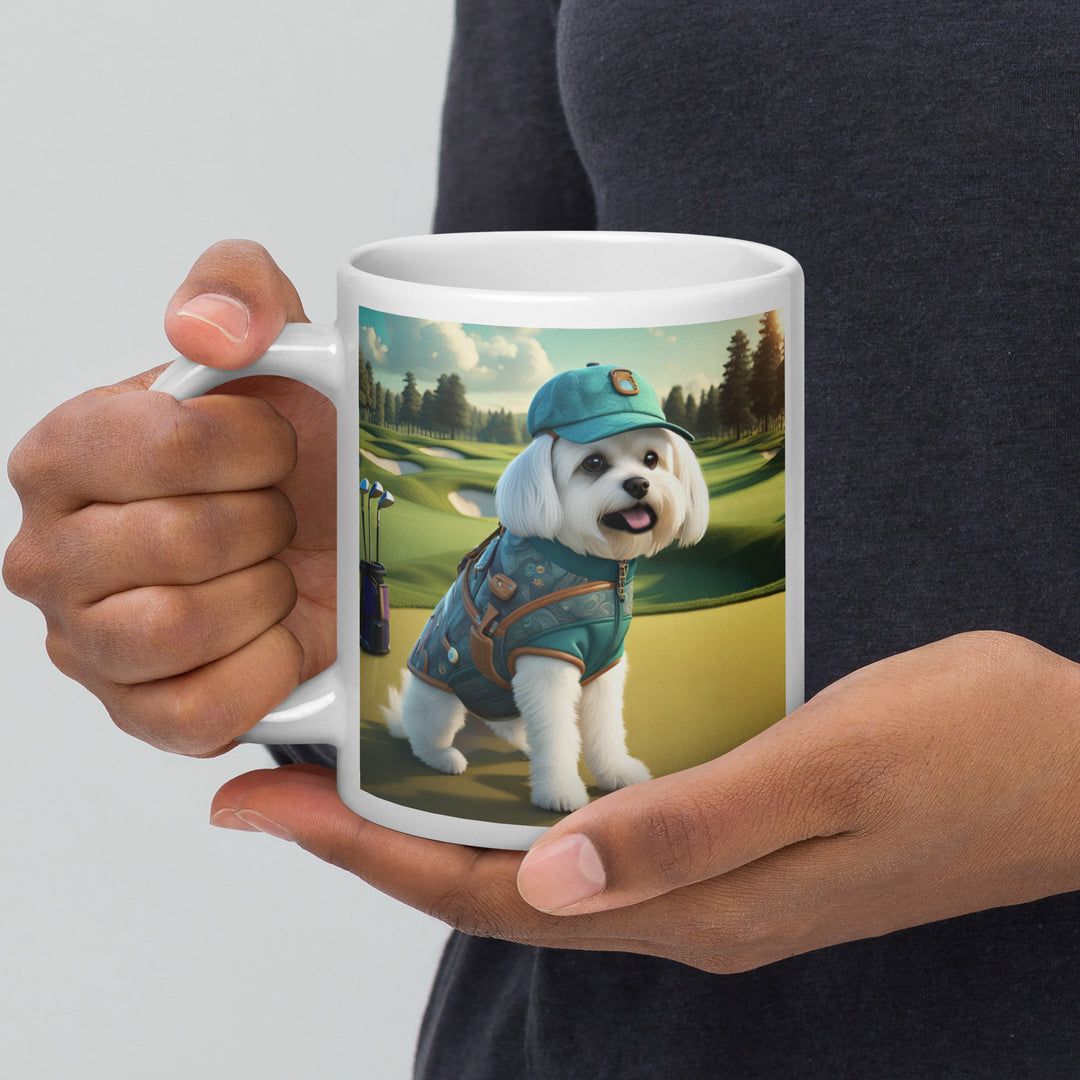 Pekapoo Golfer- White glossy mug v11
