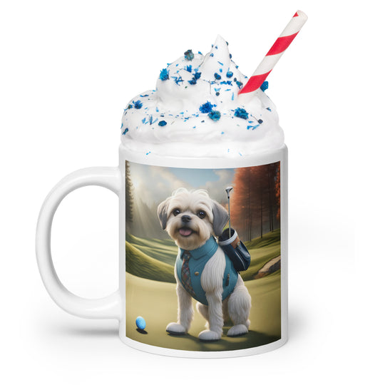 Pugapoo Golfer- White glossy mug v2