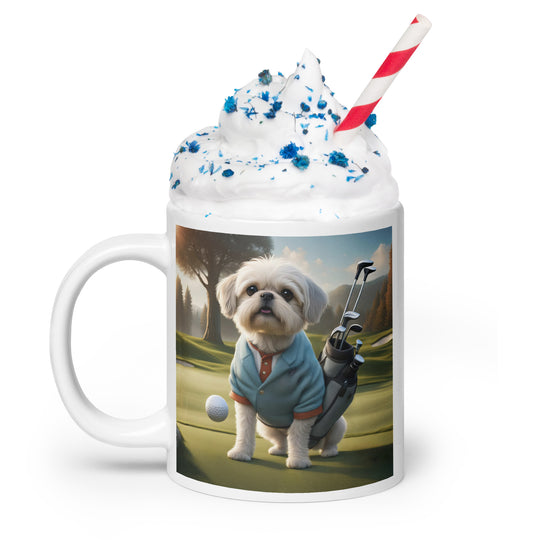 Pugapoo Golfer- White glossy mug v4