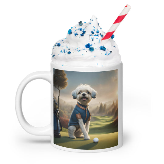 Pugapoo Golfer- White glossy mug v7