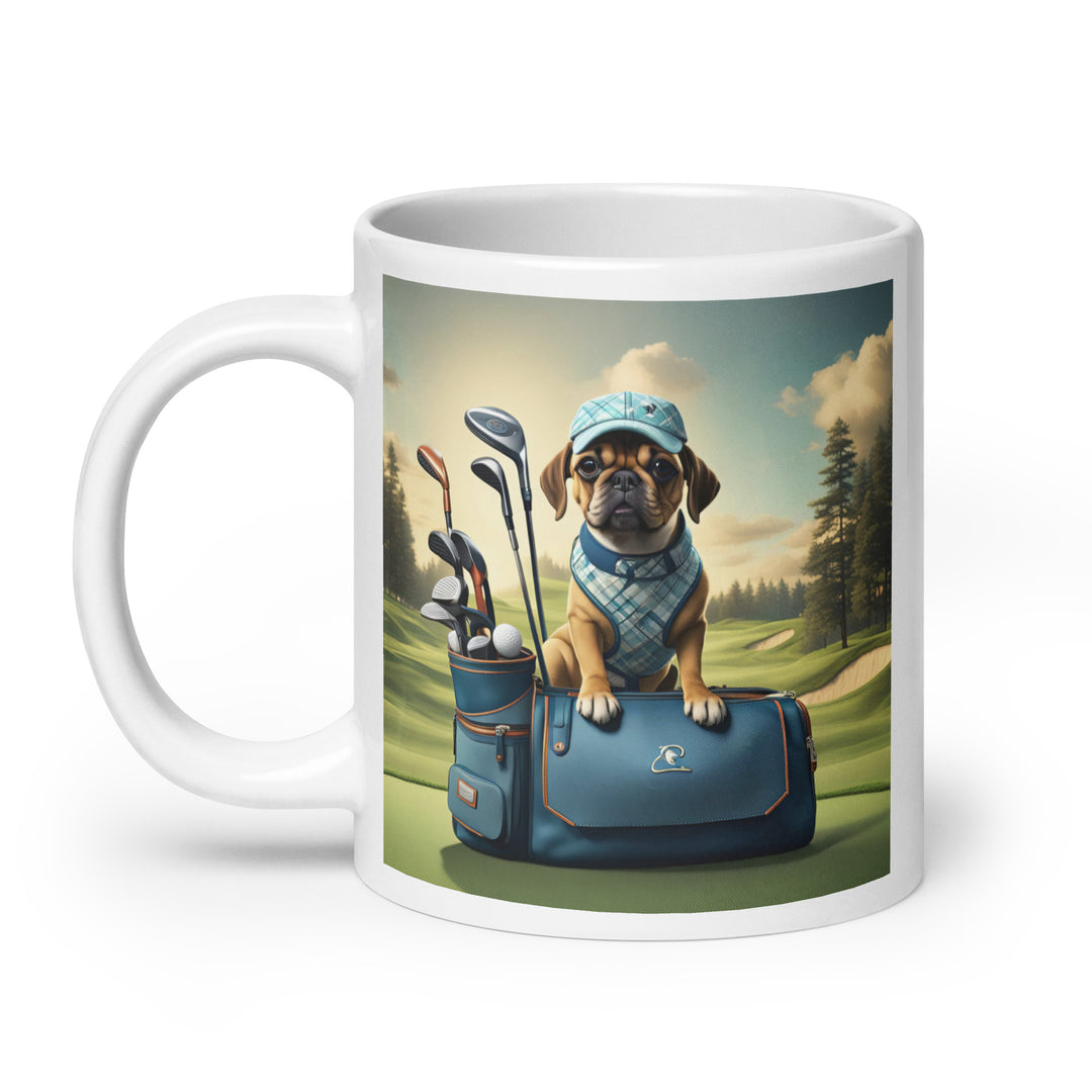 Puggle Golfer- White glossy mug v2