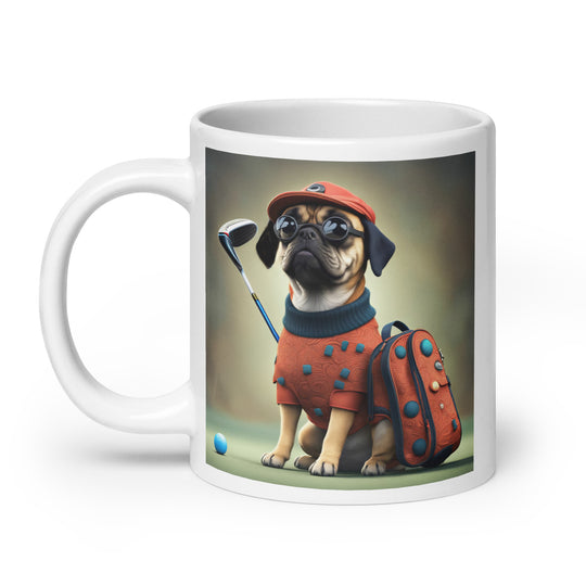 Puggle Golfer- White glossy mug v4