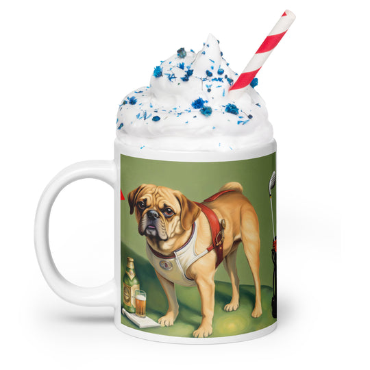 Puggle Golfer- White glossy mug v15