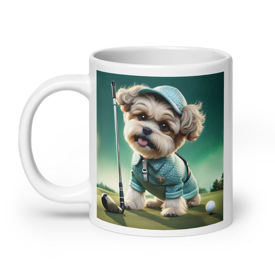 Shih-Poo Golfer- White glossy mug