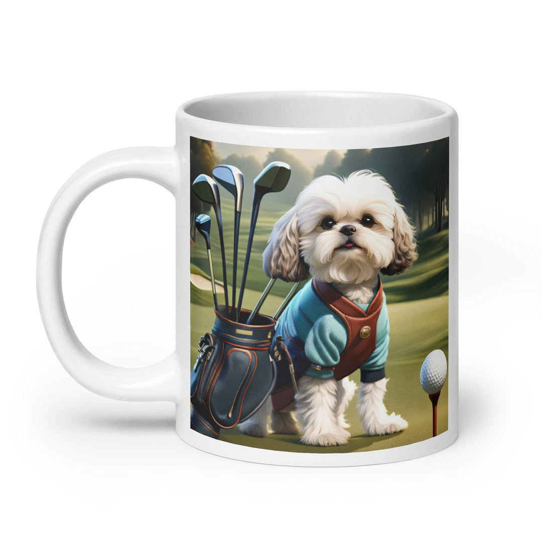 Shih-Poo Golfer- White glossy mug v2