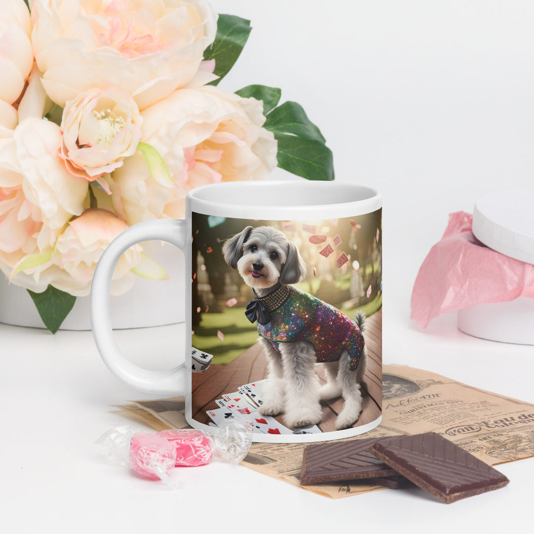 Schnoodle Golfer- White glossy mug v2