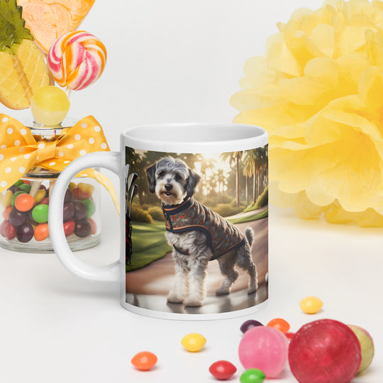 Schnoodle Golfer- White glossy mug v11