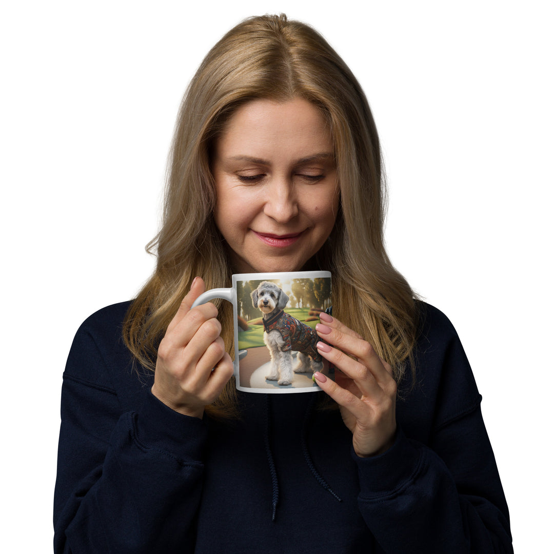 Schnoodle Golfer- White glossy mug v14