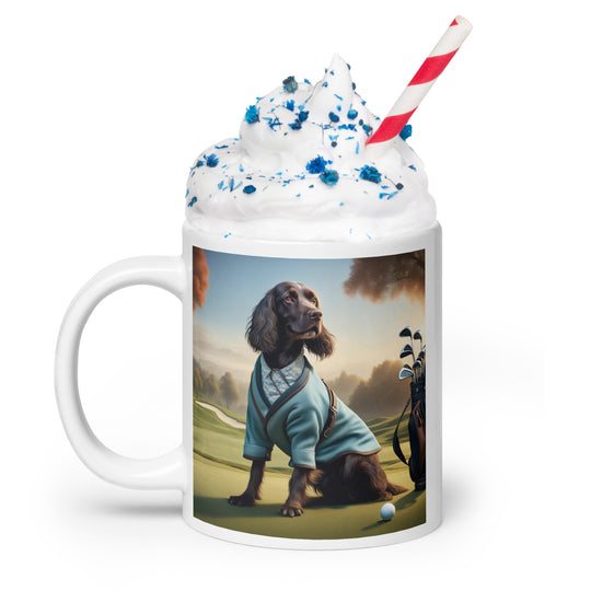 Sprocker Spaniel Golfer- White glossy mug v3