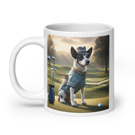 Texas Heeler Golfer- White glossy mug v8