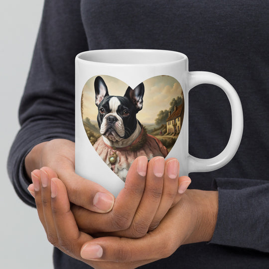 White glossy mug-French Bulldog V4