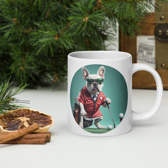 White glossy mug-French Bulldog V5