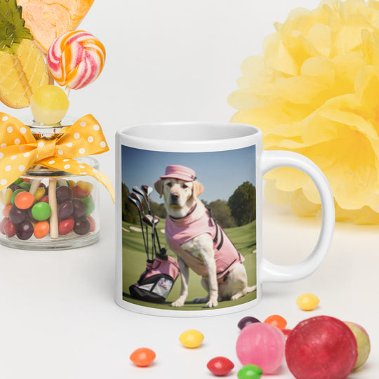 Golden Retriever Golfer-White glossy mug