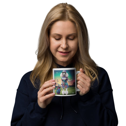 Poodle Golfer- White glossy mug