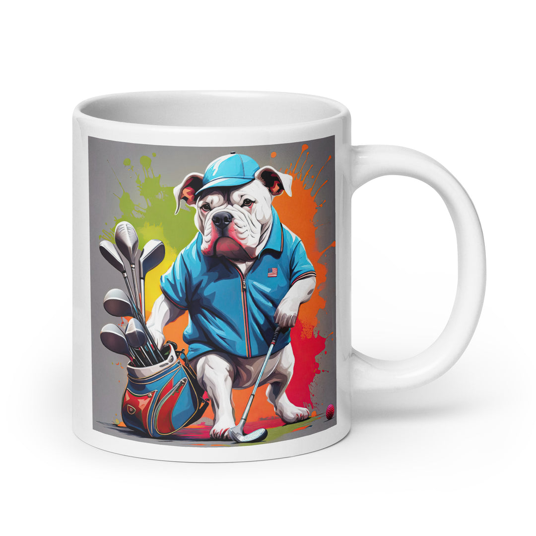 Bulldog Golfer- White glossy mug v3