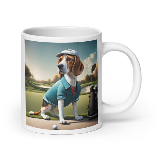 Beagle Golfer- White glossy mug v2