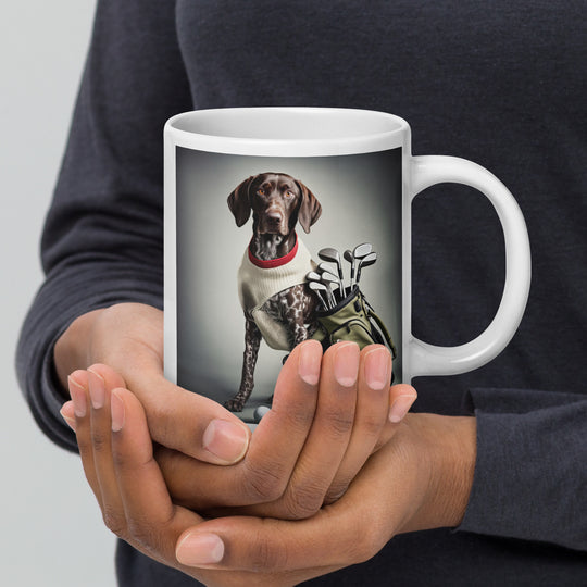 German Shorthaired Pointer Golfer- White glossy mug v4