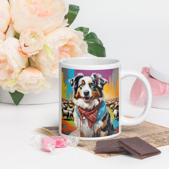 Australian Shepherd- White glossy mug v3