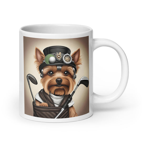 Yorkshire Terrier Golfer- White glossy mug v3