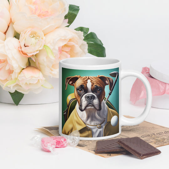 Boxer Golfer- White glossy mug