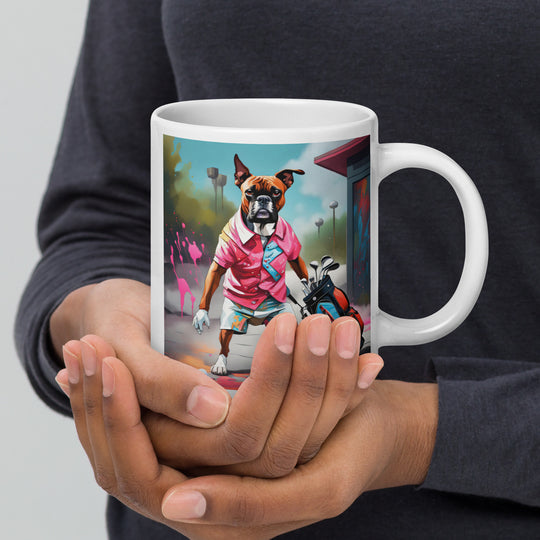 Boxer Golfer- White glossy mug v2