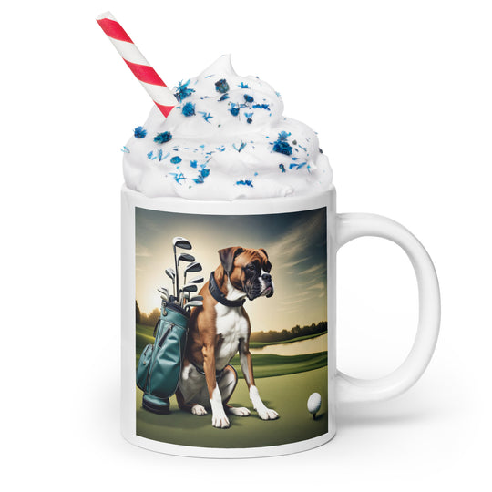 Boxer Golfer- White glossy mug v3