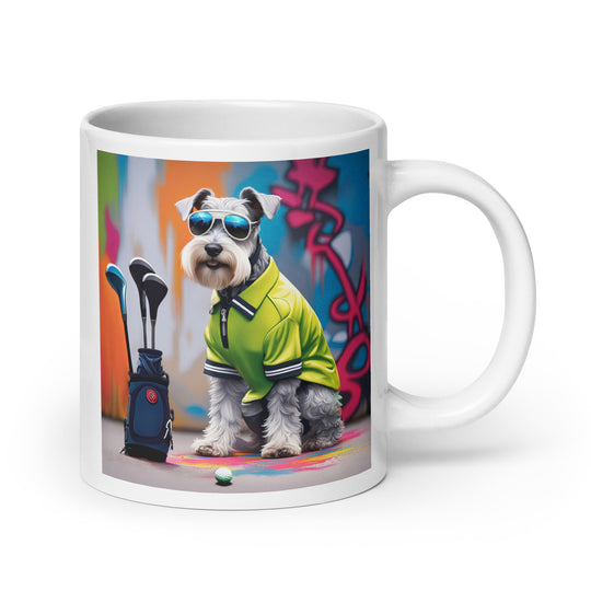 Miniature Schnauzer Golfer- White glossy mug v2