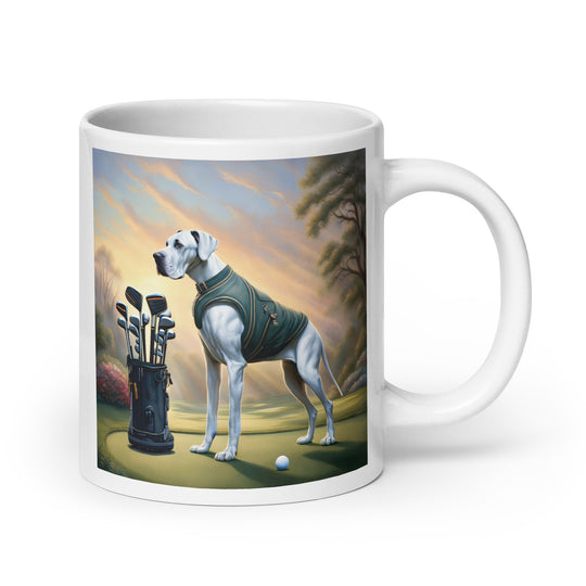 Great Dane Golfer- White glossy mug v3