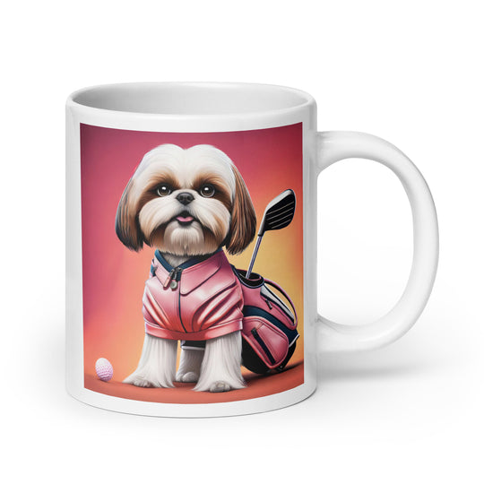 Shih Tzu Golfer- White glossy mug v2