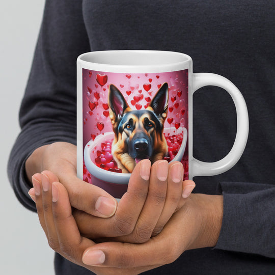 German Shepherd Romantic- White glossy mug