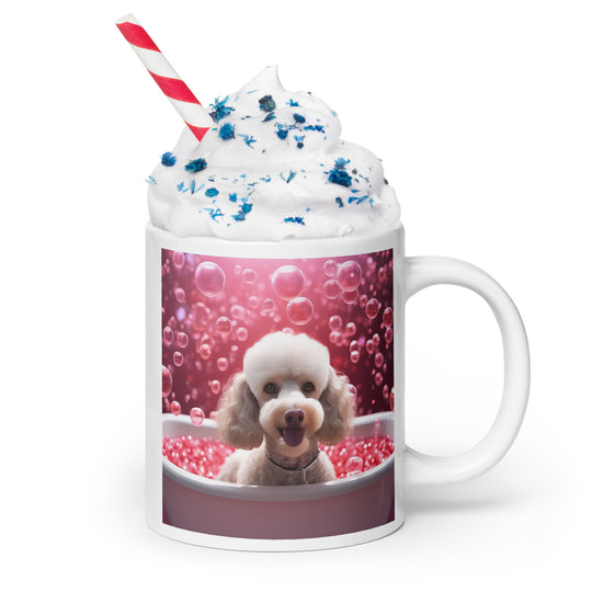 Poodle Romantic- White glossy mug