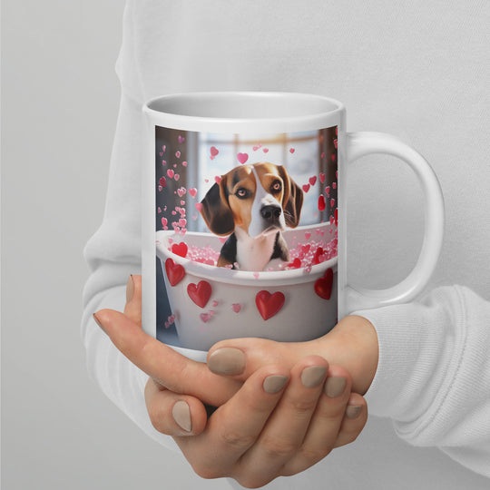 Beagle Romantic- White glossy mug