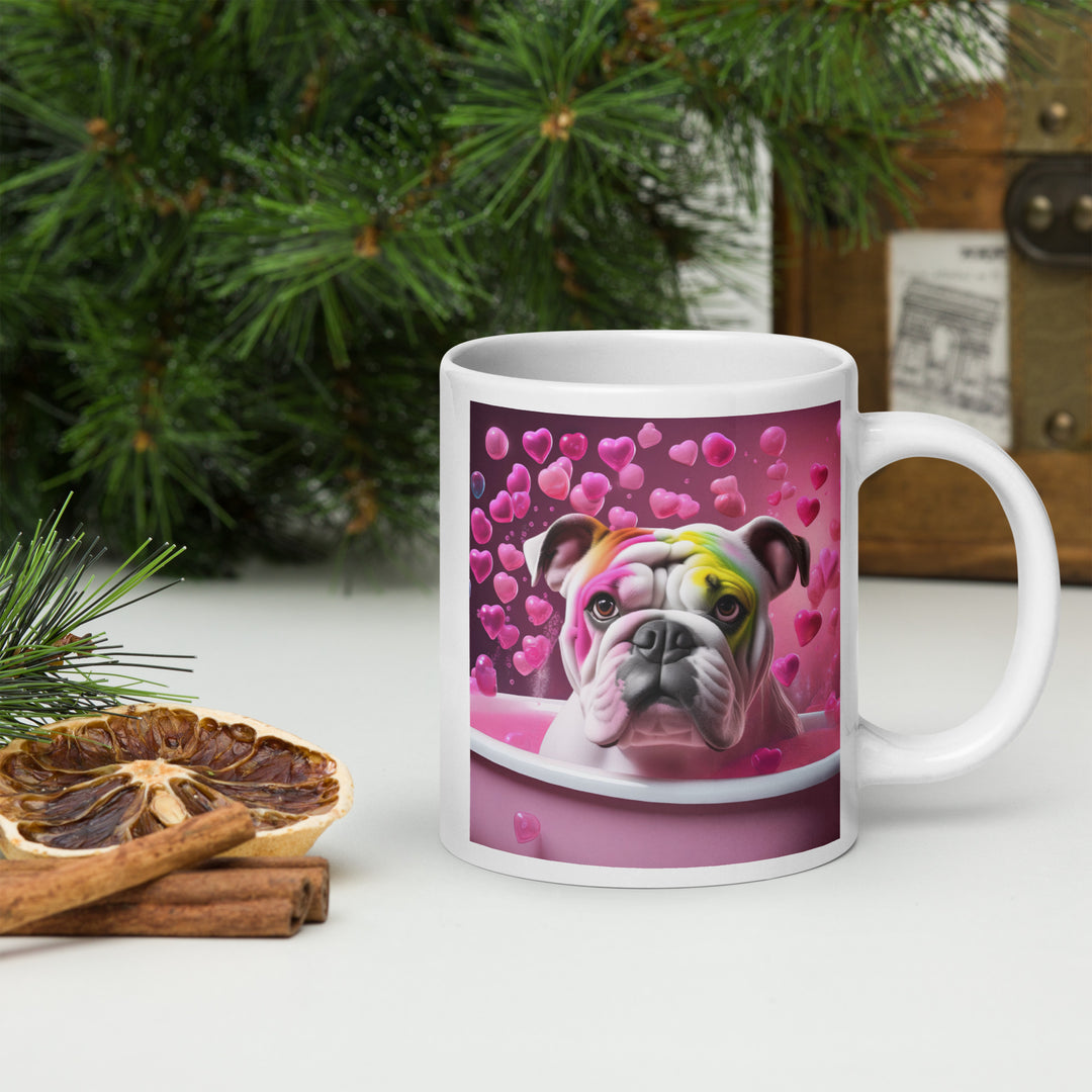 Bulldog Romantic- White glossy mug