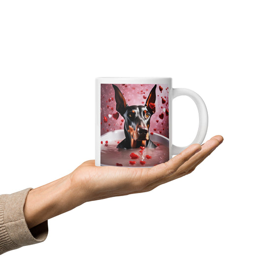 Doberman Pinscher Romantic- White glossy mug