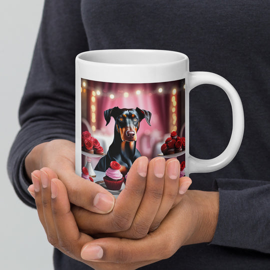 Doberman Pinscher Romantic- White glossy mug v2