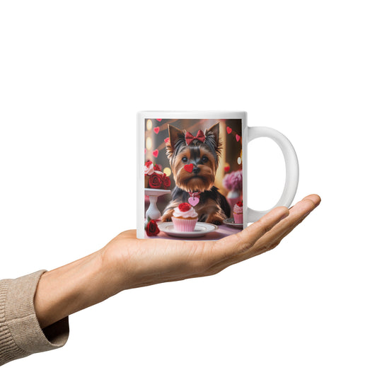 Yorkshire Terrier Romantic- White glossy mug v2