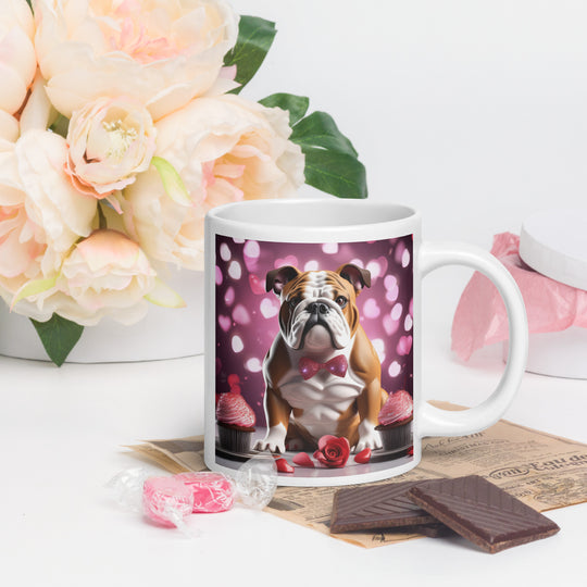 Bulldog Romantic- White glossy mug v2